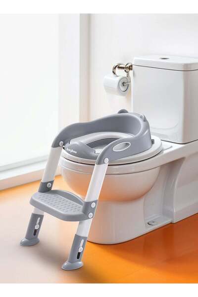 BAYBEE Baby Potty Seat With Ladder For Western Toilets - Grey
