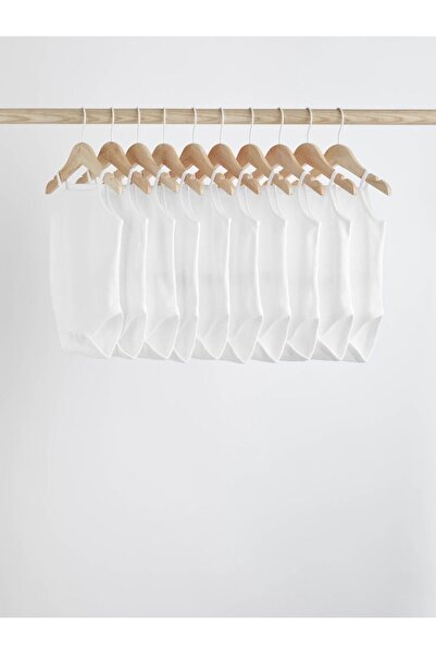 Next Baby Cotton White String Strap Tank Top Bodysuit Set of 10