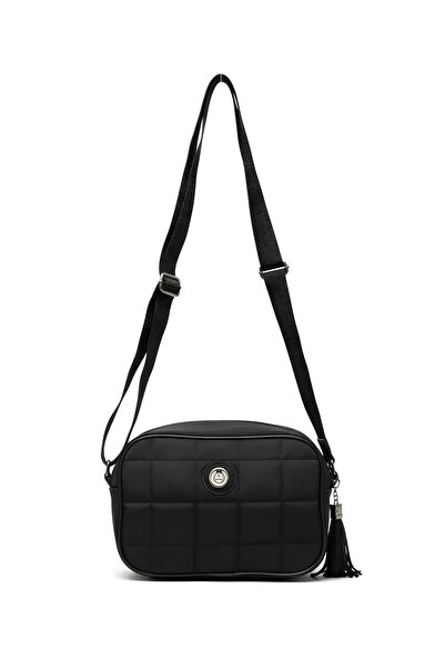 EZZY BLİSS Ezzybliss Women's Quilted Pattern Zipper Tassel Detailed Handbag S...