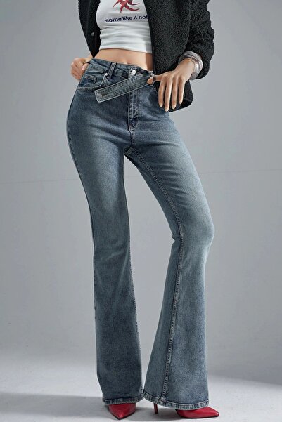 Hiccup SQUALO talie înaltă Pantaloni de blugi cu picioare late