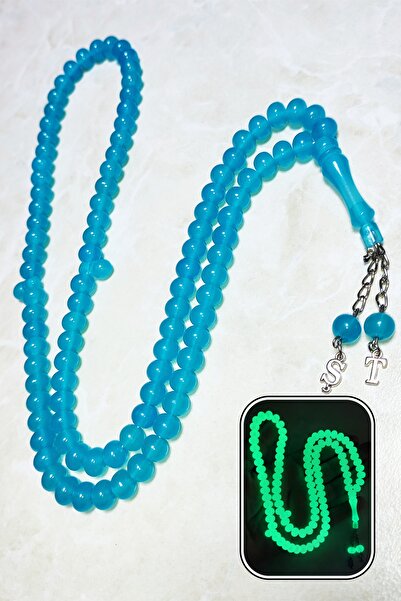 ŞAHBEY TESBİH Kişiye Özel Harf Detaylı Fosforlu Kedi Gözü 99'luk Namaz Tesbih...