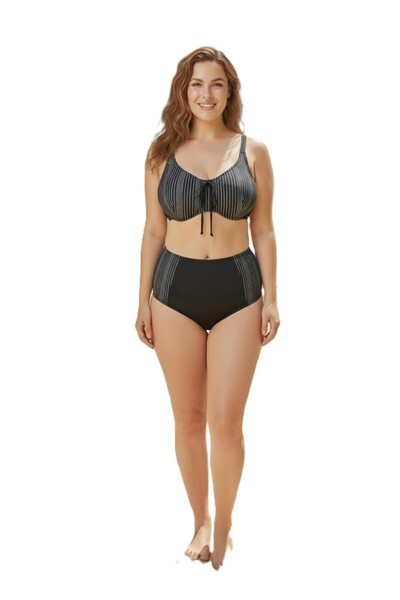 Donnita Büyük Beden Siyah Beyaz Toparlayıcı Göğüs Pedli Hızlı Kuruyan Bikini ...