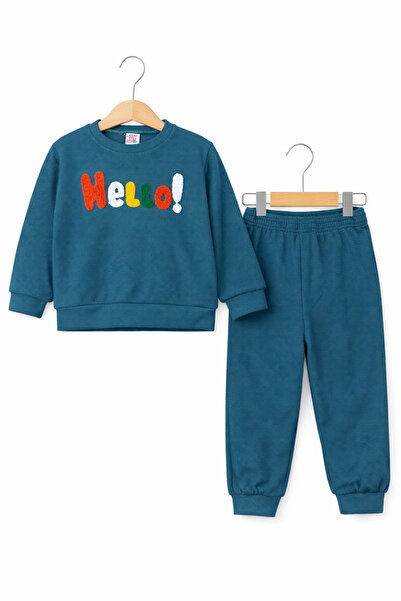nazarbebe Boy's Hello Printed Tracksuit Set 2-5 Years Old