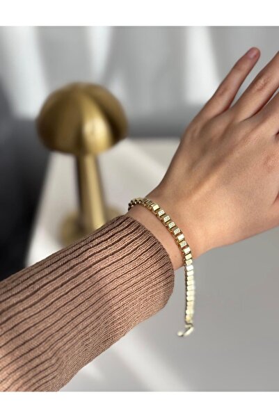 XUPING JEWELRY KUYUMCU VİP SERİ 14K RENGİ TIRTIKLI KORDON MODEL ÇELİK BİLEKLİ...