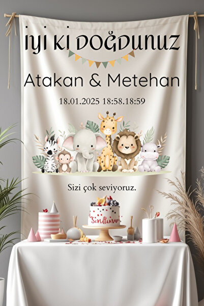 Puppetzzz Large Size Safari Themed Birthday Banner Flag Wall Covering Special...