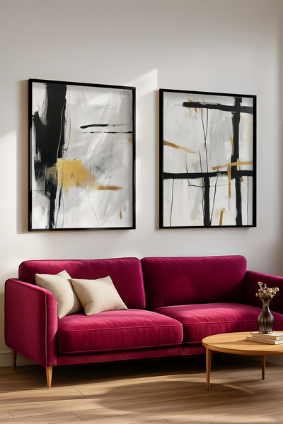 STARYUNA Set de pictură abstractă alb-negru cu efect de pictură în ulei cu ca...