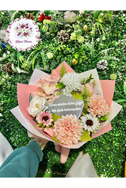 Lilyum Flowers Aynalı Toz Pembe Çiçek Buketi - Sevgililer Günü Özel