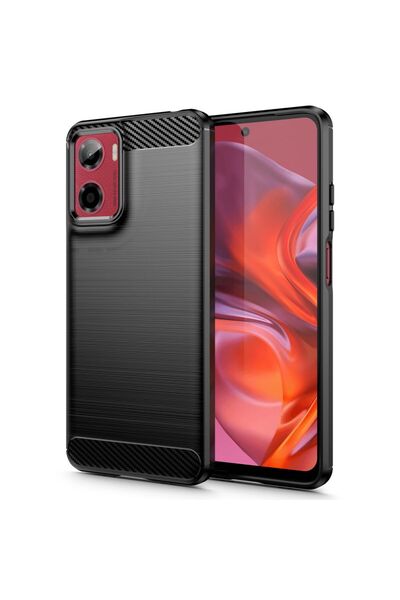Tech-Protect Carcasă neagră TPU carbon pentru Motorola Moto E15/G05