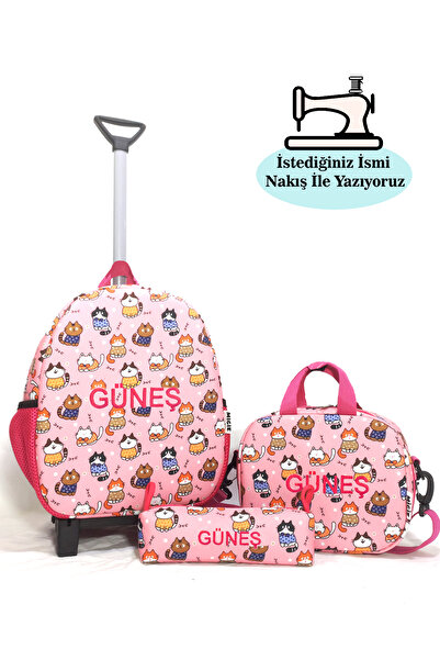 migie Kişiye Özel İsimli 2-7Yaş Çekçekli Çanta + Beslenme Çantası + Kalemlik ...