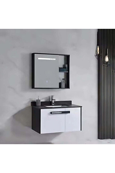 OEM Set Mobilier pentru Baie CRETA, 60x50cm, 2 Piese, Negru si Alb