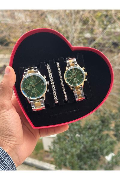 Tulpar Amor Series Lover Couple Wristwatch Set in Special Design Red Heart Box
