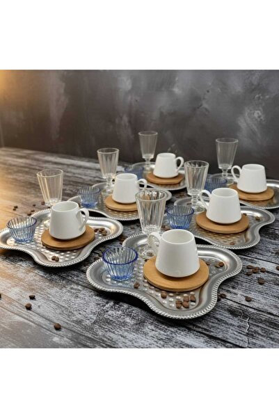 ASEL PLAST 6 Adet GÜMÜŞ Yonca Tepsi Şık Dalgalı Tepsi