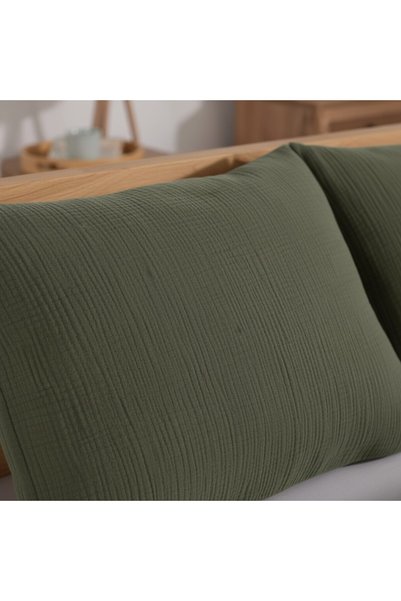 Comfort Craft 4 Layer Muslin 2 Piece Pillowcase Set - 50X70 cm Definite Patterned Natural Cotton Set