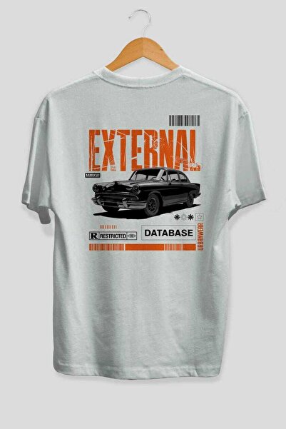 Ankhises Seria Car (90) Tricou supradimensionat alb cu imprimeu pe spate Bărb...