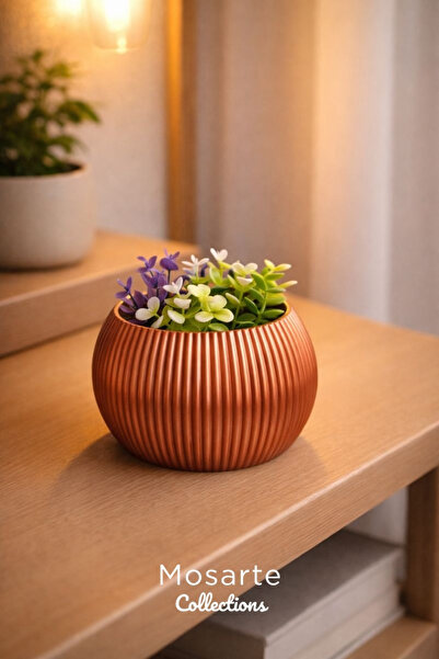 Mosart مزهرية بتصميم دائري محزز عصري / قطعة ديكور