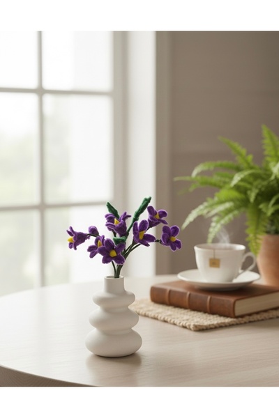 Store Mor Şönil Çiçekli Vazo