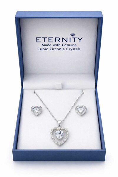 Eternity Set colier, pandantiv in forma de inima, cercei cu cristale de zirco...
