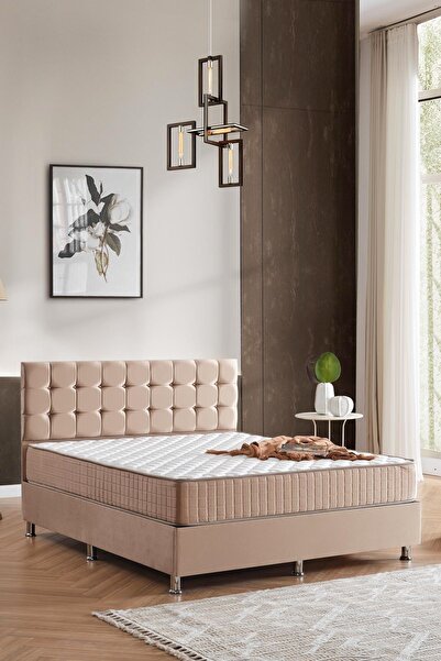 DAKRON Çift Kişilik Baza Başlık Vienza 2'li Set, 160x200 Bej