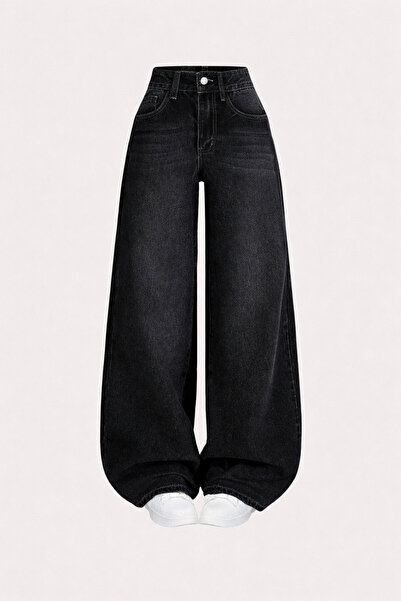 8line Black Baggy Loose Fit Jeans with Pockets
