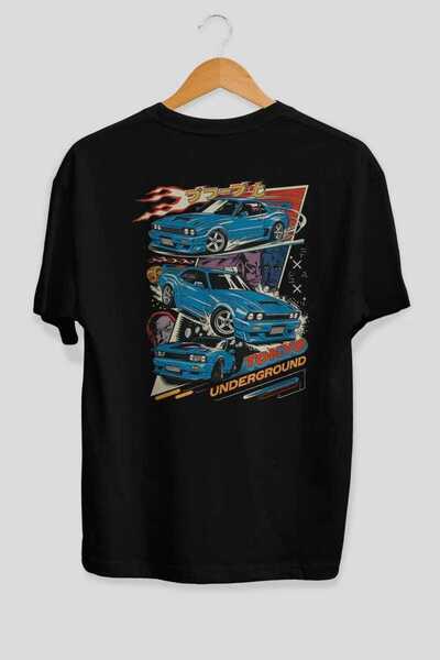 Ankhises سلسلة سيارات (20) تي شيرت أسود كبير الحجم مطبوع من الخلف للرجال والن...