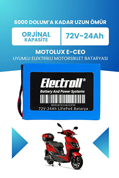 ELECTROLL Motolux E-CEO Uyumlu Batarya (Standart Kapasite) LiFePO4 72V 24Ah E...