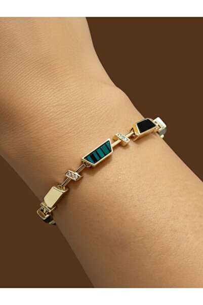 modamira اللون الذهبي - سوار فولاذي بتصميم VIP مع حجر الباجيت