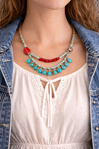 HER ŞEY NOTA www.herseynota.com قلادة نسائية عرقية مفصلة بتصميم قطرات الأناضو...