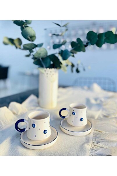 İLES HOME 2'li Nazar Boncuklu Fincan Takımı Yılbaşı, Hediye, Anneye Hediye, Ö...