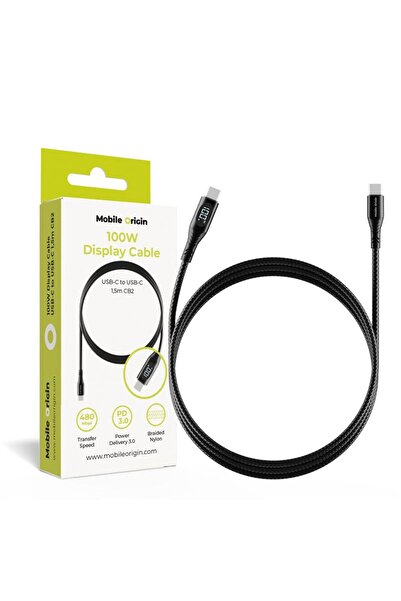 Mobile Origin Display USB-C to USB-C Cable, 100W, 1.5m, Black