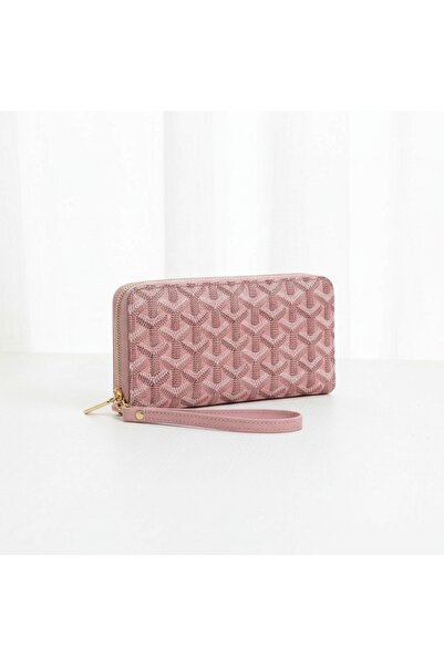 Pembe Desenli Cüzdan Fermuarlı Bozuk Para Kartlık 19,5 x 10,5 x 3 cm