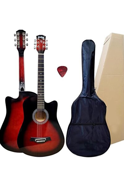 Guitar 38 Classic Acoustic 6 Strings Wooden for Students Beginners Wood Red