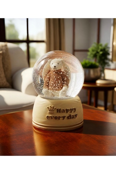 AYLİS LED Işıklı Müzikli Kar Küresi – Sevimli Ayıcık Figürlü Dekoratif Masaüs...