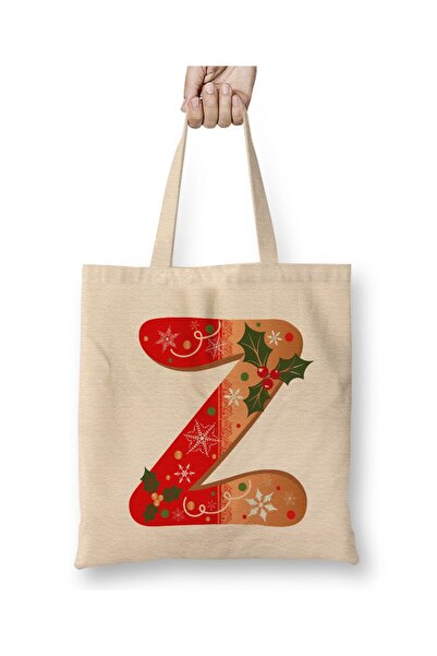 Toyaso Letter Z White Cloth Bag Long Handle Shopping Bag Beach Bag