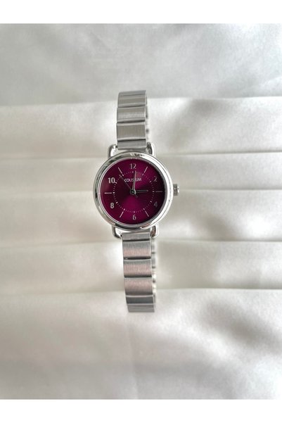 Modesa bijuteri Coliseum Women's Silver Cord Strap Plum Dial Analog Wrist Watch