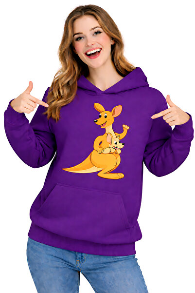 ArtYus Kangaroo Printed 3 Yarn Unisex Hooded Sweatshirt
