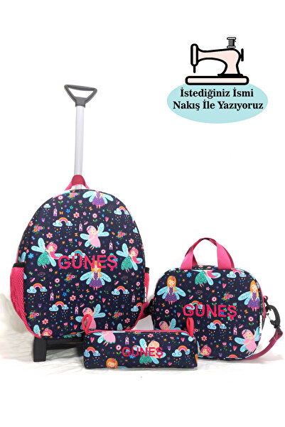 migie Kişiye Özel İsimli 2-7Yaş Çekçekli Çanta + Beslenme Çantası + Kalemlik ...