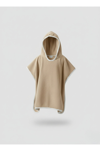 LOGO AKSESUAR Girls and Boys Fish Embroidered Hooded 100% Cotton Terry Poncho...
