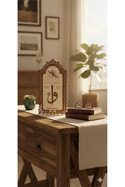 Ste Desing Hediyelik Dekoratif Vav Harfi Ahşap Masa Saati - Kişiye Özel Görün...