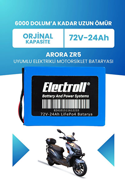 ELECTROLL Arora Zr5 Uyumlu Batarya (Standart Kapasite) LiFePO4 72V 24Ah Elekt...