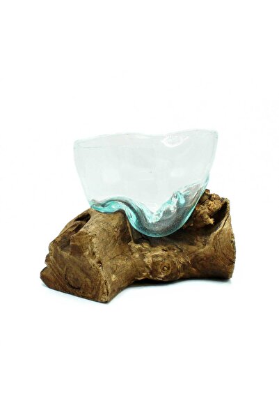 OEM Vază deformată din sticlă topită pe lemn de gamal, lucrată manual