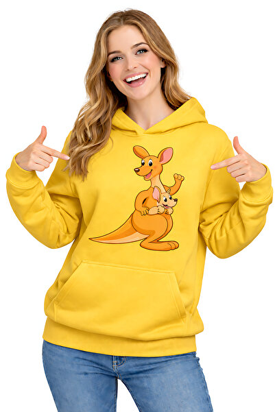 ArtYus Kangaroo Printed 3 Yarn Unisex Hooded Sweatshirt