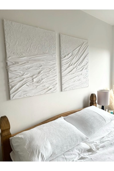 TOZART Premium 2’Li Dokulu Tablo -3D Dokulu Alçı Tablo – İskandinav Duvar San...