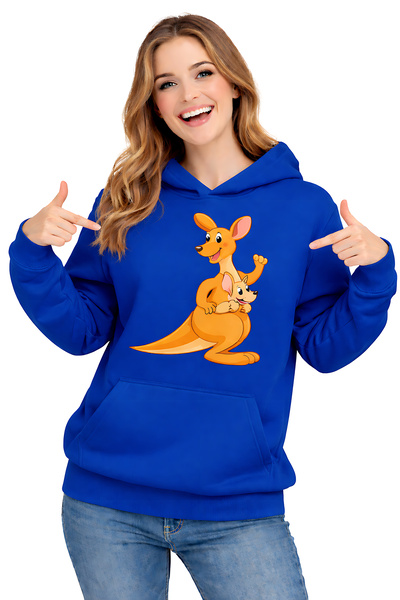 ArtYus Kangaroo Printed 3 Yarn Unisex Hooded Sweatshirt