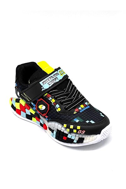 KİNDEP (Free Bance) Velcro Lightweight Children's Sneakers Black