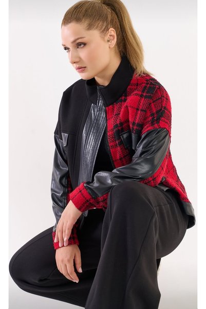 Minası Butik EKOSELİ DERİ DETAYLI CEKET