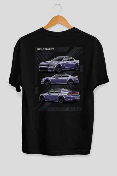 Ankhises سلسلة سيارات (43) تي شيرت أسود كبير الحجم مطبوع من الخلف للرجال والن...