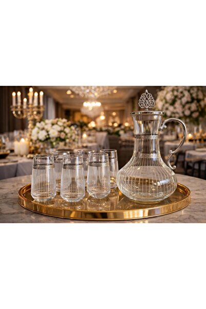 kısmet kristal 7 Piece Water Set, 6 Glasses and Stylish Pitcher Set