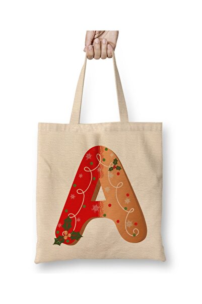 Toyaso Geantă de pânză albă cu litera A, cu mâner lung, geantă de cumpărături...