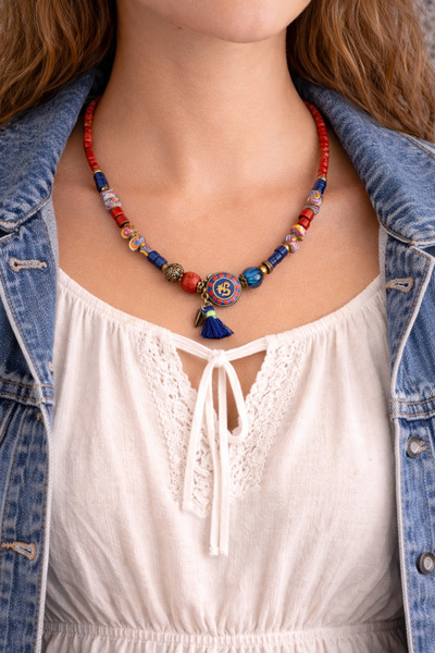 HER ŞEY NOTA www.herseynota.com قلادة بوهو أوم تاتش الروحية للنساء - مع رمز أ...