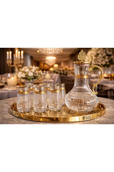 kısmet kristal 7 Piece Water Set, 6 Glasses and Stylish Pitcher Set